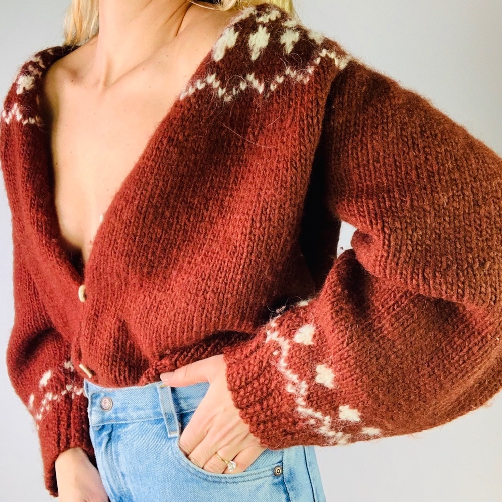 COPY - Vintage Wool Rust Fair Isle Button Down Cardigan